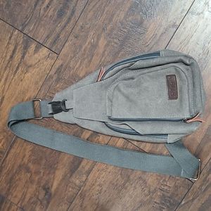 Small gray/ brown crossbody bag